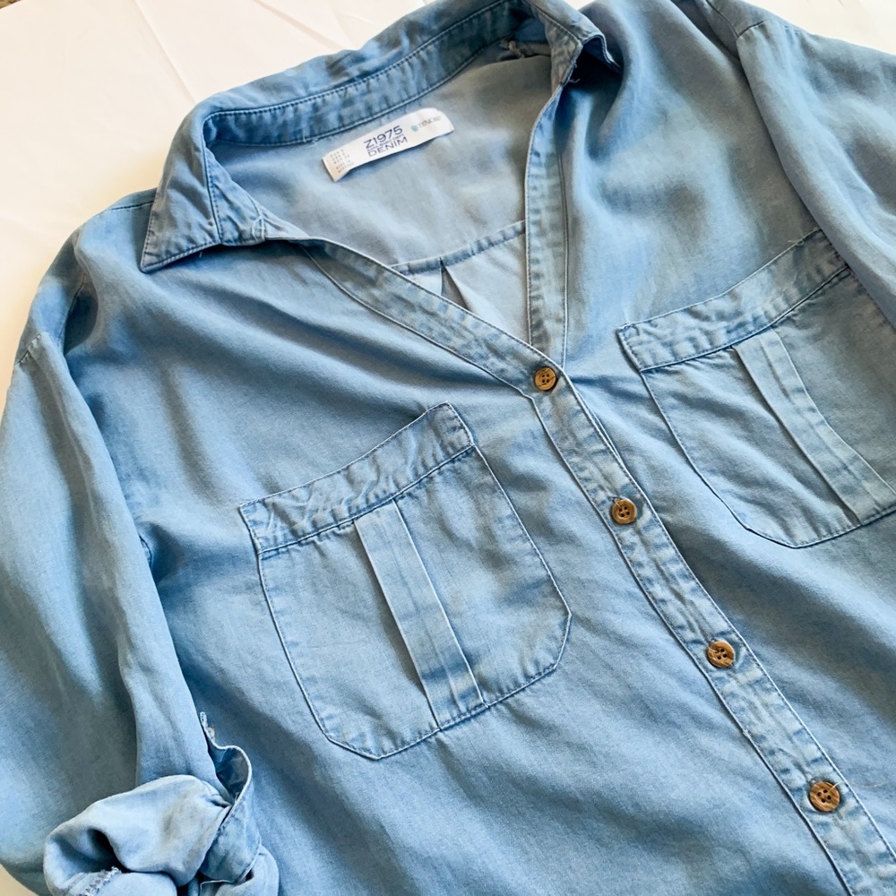 Zara Denim Button Shirt Blouse